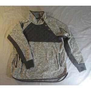 Abercrombie & Fitch Sweater Woman's Large Gray Sherpa Fleece 1/4 Snap Quilted